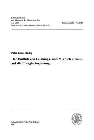 Cover image: Der Einfluß von Leistungs- und Mikroelektronik auf die Energieeinsparung 1st edition 9783112724361