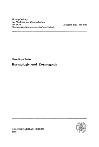 Imagen de portada: Kosmologie und Kosmogonie 1st edition 9783112724422