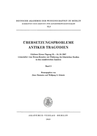 Omslagafbeelding: Übersetzungsprobleme antiker Tragödien 1st edition 9783112724781