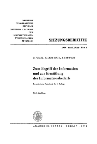 Cover image: Zum Begriff der Information und zur Ermittlung des Informationsbedarfs 1st edition 9783112724941