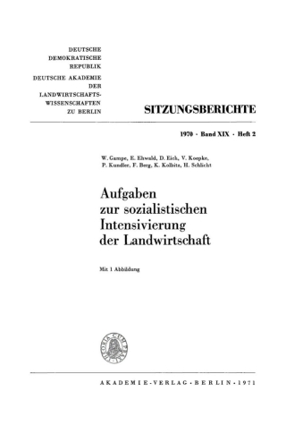 Cover image: Aufgaben zur sozialistischen Intensivierung der Landwirtschaft 1st edition 9783112725023