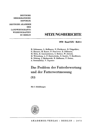 表紙画像: Das Problem der Futterbewertung und der Futterwertmessung. XI. 1st edition 9783112725061