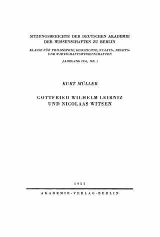 Cover image: Gottfried Wilhelm Leibniz und Nicolaas Witsen 1st edition 9783112725108