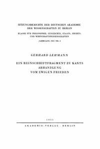 Cover image: Ein Reinschriftfragment zu Kants Abhandlung vom ewigen Frieden 1st edition 9783112725122