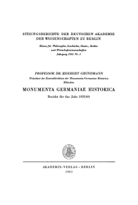 Cover image: Monumenta Germaniae Historica: Bericht für das Jahr 1959/60 1st edition 9783112725306