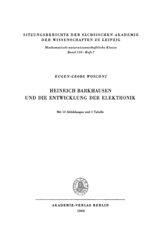 Cover image: Heinrich Barkhausen und die Entwicklung der Elektronik 1st edition 9783112725504
