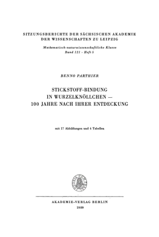 Cover image: Stickstoff-Bindung in Wurzelknöllchen – 100 Jahre nach ihrer Entdeckung 1st edition 9783112725603