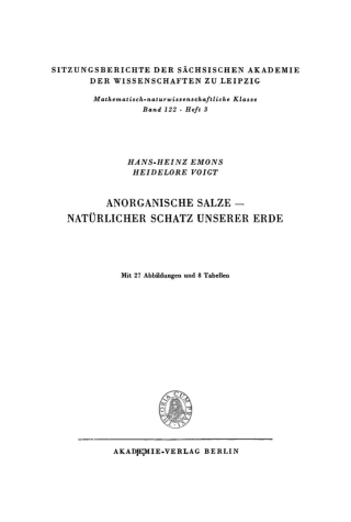 Cover image: Anorganische Salze – Natürlicher Schatz unserer Erde 1st edition 9783112725702