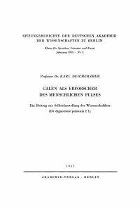 Omslagafbeelding: Galen als Erforscher des menschlichen Pulses 1st edition 9783112725924