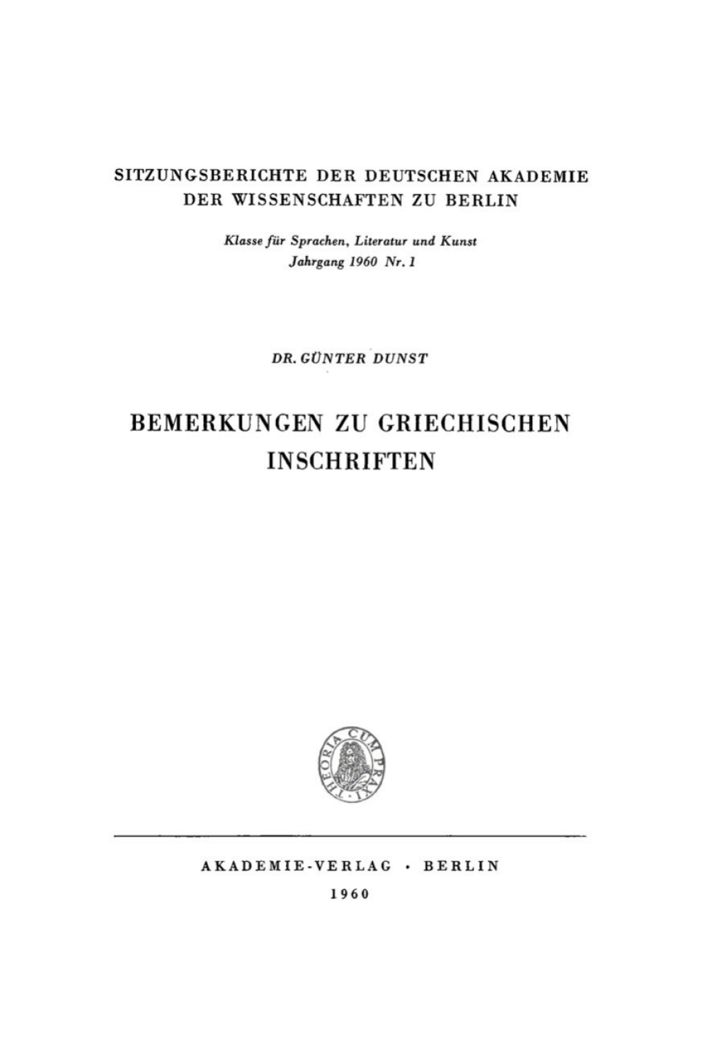 Bemerkungen zu griechischen Inschriften 1st Edition