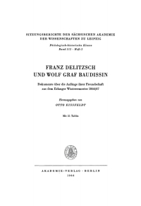 Imagen de portada: Franz Delitzsch und Wolf Graf Baudissin 1st edition 9783112726082