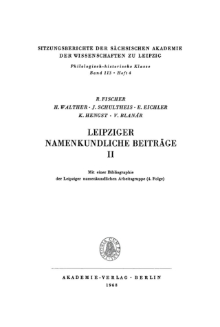 Cover image: Leipziger namenkundliche Beiträge II 1st edition 9783112726204