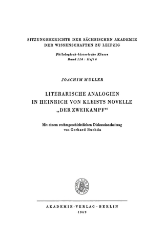 Imagen de portada: Literarische Analogien in Heinrich von Kleists Novelle „Der Zweikampf“ 1st edition 9783112726280