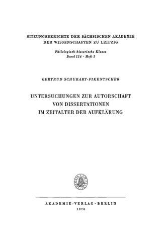 Omslagafbeelding: Untersuchungen zur Autorschaft von Dissertationen im Zeitalter der Aufklärung 1st edition 9783112726303