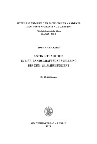 Cover image: Antike Tradition in der Landschaftsdarstellung bis zum 15. Jahrhundert 1st edition 9783112726549