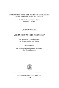 صورة الغلاف: „Verwirrung des Gefühls“ 1st edition 9783112726563