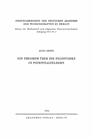 Cover image: Ein Theorem über die Feldstärke in Potentialfeldern 1st edition 9783112726723