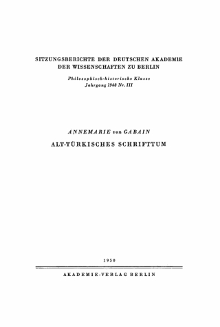 Cover image: Alt-türkisches Schrifttum 1st edition 9783112726808