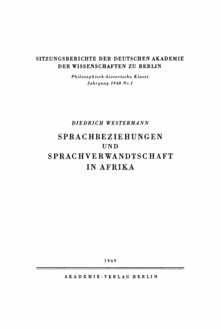 Cover image: Sprachbeziehungen und Sprachverwandtschaft in Afrika 1st edition 9783112726846