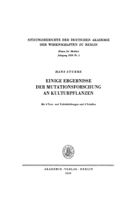 Imagen de portada: Einige Ergebnisse der Mutationsforschung an Kulturpflanzen 1st edition 9783112726860