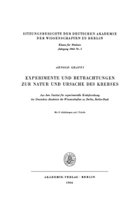 Titelbild: Experimente und Betrachtungen zur Natur und Ursache des Krebses 1st edition 9783112726969