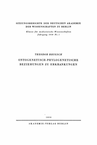 Cover image: Ontogenetisch-phylogenetische Beziehungen zu Erkrankungen 1st edition 9783112726983