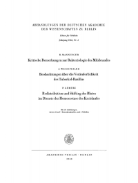 Imagen de portada: Kritische Bemerkungen zur Bakteriologie des Milzbrandes 1st edition 9783112727584