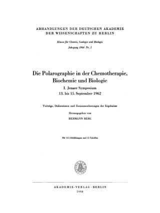 Immagine di copertina: Die Polarographie in der Chemotherapie, Biochemie und Biologie 1st edition 9783112727645