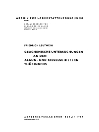 Titelbild: Geochemische Untersuchungen an den Alaun- und Kieselschiefern Thüringens 1st edition 9783112727720