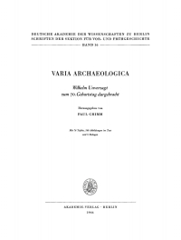 Titelbild: Varia Archaeologica 1st edition 9783112727829