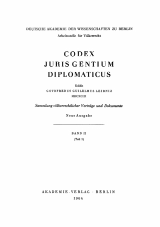 Cover image: Codex juris gentium diplomaticus. Band 2, Teil 1 1st edition 9783112728260