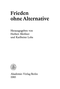 Cover image: Frieden ohne Alternative 1st edition 9783112728307