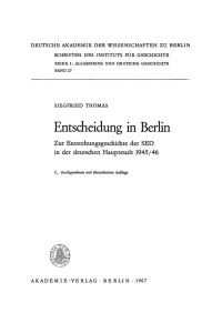 Cover image: Entscheidung in Berlin 2nd edition 9783112729342