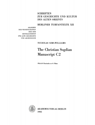 Cover image: The Christian Sogdian Manuscript C2 1st edition 9783112729564