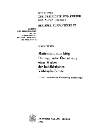 Cover image: Transliteration, Übersetzung, Anmerkungen 1st edition 9783112729649