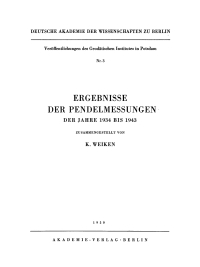 Immagine di copertina: Ergebnisse der Pendelmessungen der Jahre 1934 bis 1943 1st edition 9783112730201