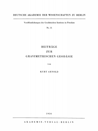 Cover image: Beiträge zur gravimetrischen Geodäsie 1st edition 9783112730362