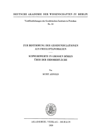 Cover image: Zur Bestimmung der Geoidundulationen aus Freiluftanomalien 1st edition 9783112730386