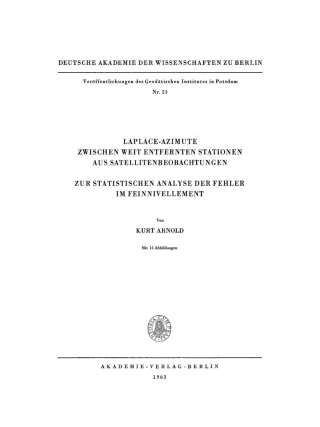 Cover image: Laplace-Azimute zwischen weit entfernten Stationen aus Satellitenbeobachtungen 1st edition 9783112730584