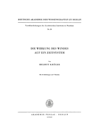 Cover image: Die Wirkung des Windes auf ein Zeitsystem 1st edition 9783112730607