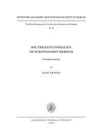 Omslagafbeelding: Die Freiluftanomalien im Europäischen Bereich 1st edition 9783112730621