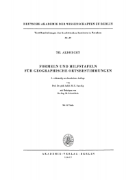 Titelbild: Formeln und Hilfstafeln für geographische Ortsbestimmungen 5th edition 9783112730744