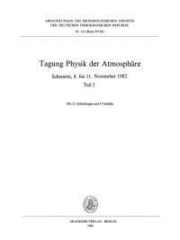 Imagen de portada: Tagung Physik der Atmosphäre, Schwerin, 8. bis 11. November 1982, Teil I 1st edition 9783112731468