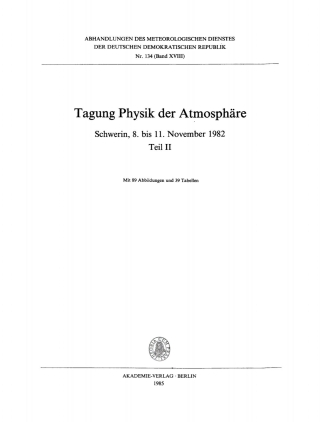 Immagine di copertina: Tagung Physik der Atmosphäre, Schwerin, 8. bis 11. November 1982, Teil II 1st edition 9783112731482