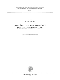 Imagen de portada: Beiträge zur Meteorologie der Stadtatmosphäre 1st edition 9783112731543