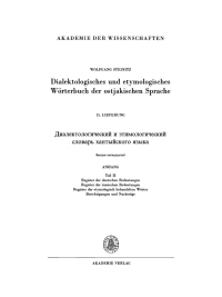 Cover image: Anhang, Teil 2: Register der deutschen Bedeutungen. Register der russischen Bedeutungen. Register der etymologisch behandelten Wörter. Berichtigungen und Nachträge 1st edition 9783112733264