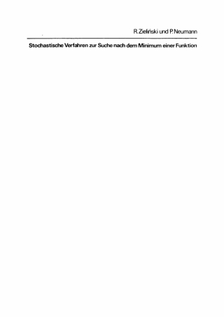 Cover image: Stochastische Verfahren zur Suche nach dem Minimum einer Funktion 1st edition 9783112733424
