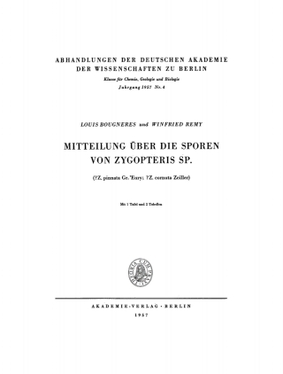 Cover image: Mitteilung über die Sporen von Zygopteris Sp. 1st edition 9783112733660