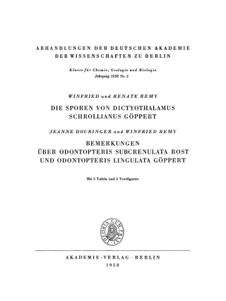 Imagen de portada: Die Sporen von Dictyothalamus Schrollianus Göppert 1st edition 9783112733806