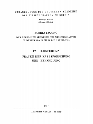 Imagen de portada: Jahrestagung der Deutschen Akademie der Wissenschaften zu Berlin vom 28. März bis 2. April 1955 1st edition 9783112733943